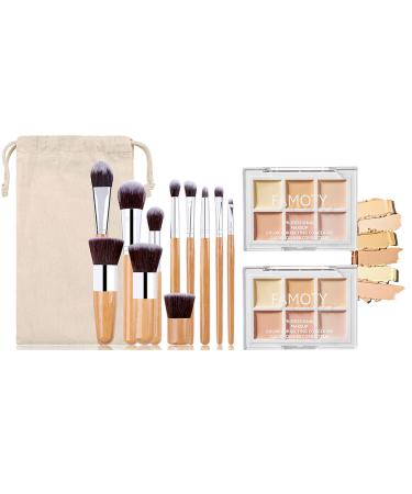 Professional Makeup Cream Contour Palette MKNZOME 12 Colours Concearler Full Coverage & Makeup Brush Set Contour Concearler Palette Contouring Face Make Up Gift for Women Girls