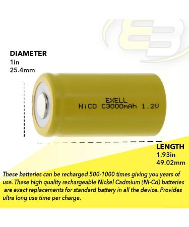 3x Exell C Size 1.2V 3000mAh NiCD Rechargeable Batteries - Ideal for Toys Mobile Devices Instruments & More | International Shipping Available - Buy Online on GoSupps.com
