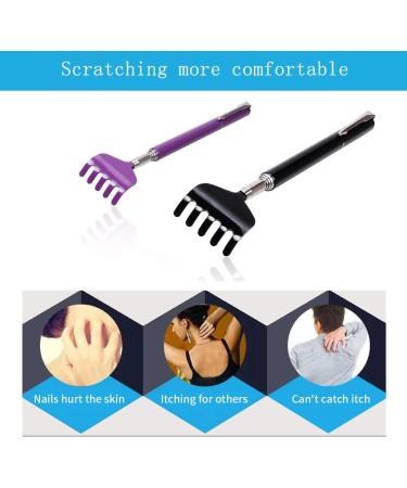 Portable Extendable Back Scratcher Set - Pack of 2 (Black + Purple) | RUTAI Telescoping Retractable Claw Metal Hand Massager - Buy Online on GoSupps.com
