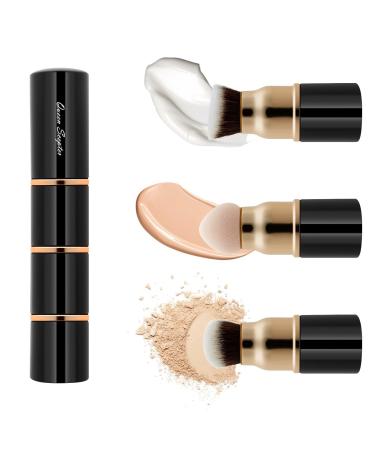 3 in 1 Professional Liquid foundation Makeup Brush Set Kabuki Face Blush Foudation Brush Powder Sponge for Powder/Liquid/Cream Travel Cosmetics Makeup Brushes with Cap