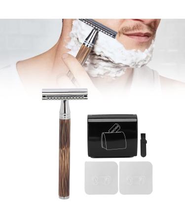 Men's razor set bamboo silver razor manual old fashioned razor including razor blades recycling box and razor holder