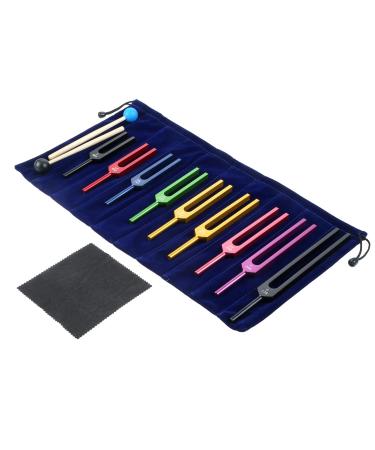 Dreld 9 Solfeggio Tuning Forks Kit Healing Forks with Silicone Hammer and Bag for DNA Repair Healing Sound Therapy Perfect Healing Musical Instrument Balancing Healers (Colorful)