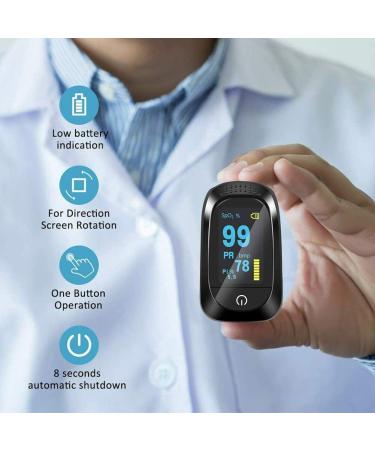 TECH14 Fingertip Pulse Oximeter Blood Oxygen Saturation Monitor Heart Rate Monitor and SpO2 Levels With OLED Screen CE Approved ISO13485 FDA (Black) - Buy Online on GoSupps.com