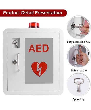 Qianmei AED Cabinet - Metal Defibrillator Storage with Alarm & Light | Universal Fit for Cardiac Science - 36x20x40 cm - Buy Online on GoSupps.com