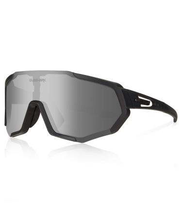 Queshark Cycling Glasses Sports Sunglasses for Men Women with 1 Polarized 2 HD Lens for MTB Running Driving Fishing Baseball Black