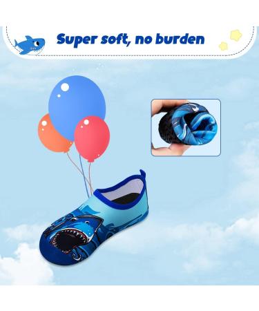 Kids Beach Swim Water Shoes | Non-Slip Aqua Socks for Boys & Girls | Quick Dry Barefoot for Pool, Surfing, Yoga | Big Shark Design | UK 5.5/6 Child - Buy Online on GoSupps.com