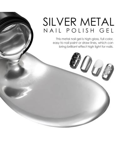 KYDA Silver Chrome Nail Polish Gel - Reflective Metallic Mirror Effect High Gloss Shine Soak Off UV LED - Premium DIY Nail Art - Buy Online on GoSupps.com