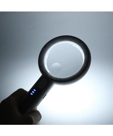 Lighted Magnifying Glass 5X 12X 3 Brightness Gears Handheld Magnifying Glass for Antiques Appreciation - Buy Online on GoSupps.com