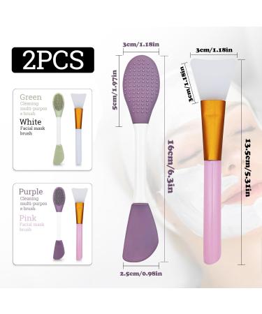 Silicone Face Mask Brush Set - 2 Reusable Applicators for Skincare & Makeup | Green & White Facial Brushes - Buy Online on GoSupps.com