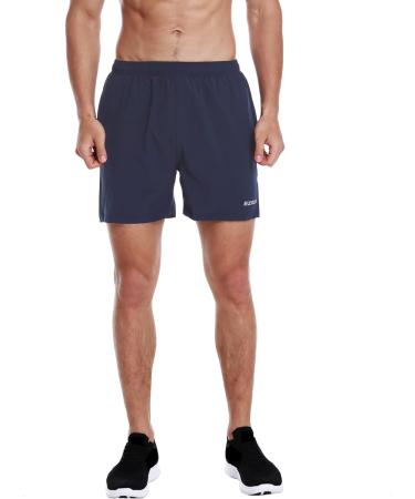 EZRUN Men's 5 Running Shorts with Liner & Zipper Pockets - Navy Blue/Black, Medium (2 Pack) - Buy Online on GoSupps.com