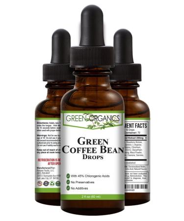 Green Organics Green Coffee Bean Liquid Extract Weight Loss Supplements | Suppresses Appetite | Boosts Metabolism | No Preservatives, No Additives | 100% Natural | 2 Fl Oz