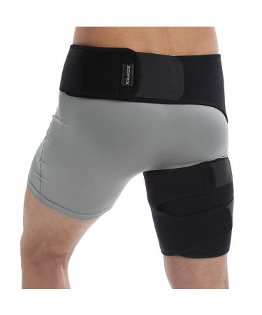 Groin Wrap, Adjustable Support for Hip, Groin, Hamstring, Thigh, and Sciatic Nerve Pain Relief