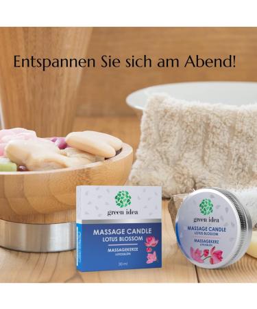 Green Idea Massage Candle with Shea Butter & Essential Oils - Lotus Blossom Scent - Luxurious 30ml Candle for Sensual Pleasure - Buy Online on GoSupps.com