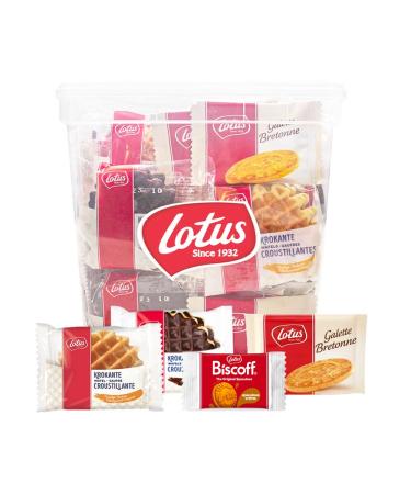 Vandeca Lotus mega biscuit mix - Crispy waffles nature/chocolate Breton cake with butter & speculoos filled with cream of speculoos - 66 cookies - biscuits for coffee - 739g