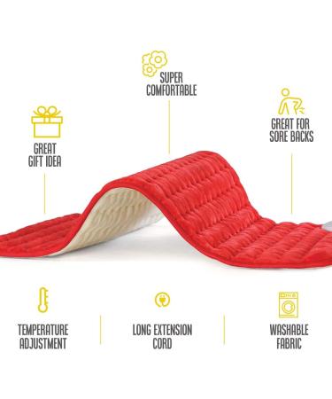 Electric Heating Pad for Back Pain and Cramps Relief - 2 Hour Auto Off - 24 x 12 - Moist Heat, Adjustable Settings - Fast Heating - Buy Online on GoSupps.com