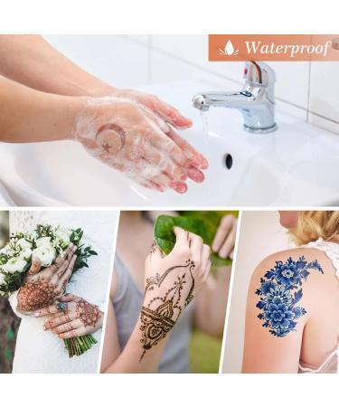 Natural Plant-Based Temporary Body Art Painting Kit | Semi-Permanent DIY Fake Freckles & Tattoos | 60Pcs Stencils | 2 Bottles (Brown) - Buy Online on GoSupps.com