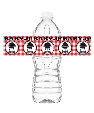 Baby Q Waterproof Bottle Labels - 20 Bottle Labels - Baby Q Party Decorations - Baby Q Party Supplies - Picnic Baby Shower Decorations - Bottle