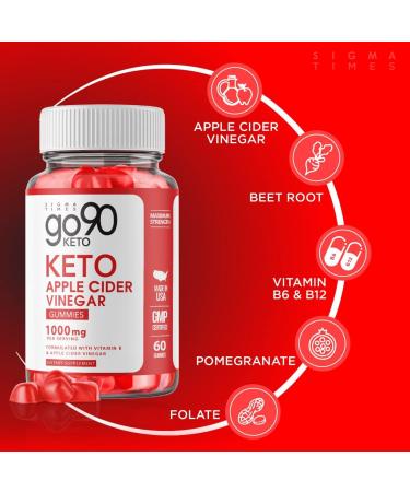(3 Pack) Go90 Keto ACV Gummies - Advanced Weight Loss Formula - Made in USA - 1000mg Apple Cider Vinegar Gummies - 180 Gummies - Buy Online on GoSupps.com