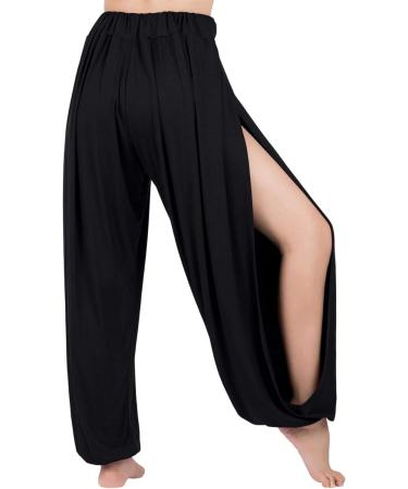 Lofbaz High Slit Yoga Harem Pants XL Black for Women - Dance, Lounge, Maternity Trousers - Buy Online on GoSupps.com