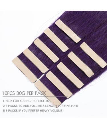 Hotlulana Purple Tape Extensions - 100% Real Hair 20 Inch Invisible Weft 10 Piece Soft & Natural - Buy Online on GoSupps.com
