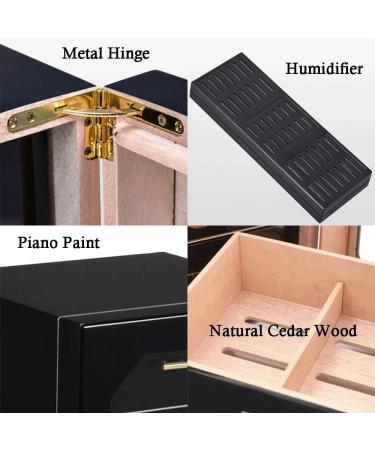 Cigar Humidor with Digital Hygrometer 3 Layer Drawers Cedar Lined Storage Box and Humidifier Holds 50-100 Cigars for Optimal Humidity Control and Preservation Black - Buy Online on GoSupps.com