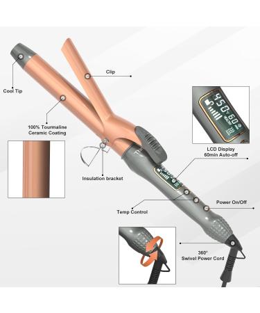 Thirtek 1-Inch Ceramic Curling Iron - Professional Hair Curler with 15 Adjustable Temps LCD Display Dual Voltage Heat Protective Glove & Clips | Salon Quality Copper Brown - Buy Online on GoSupps.com