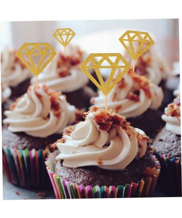 50 Pack Gold Glitter Diamond Ring Donut Toppers Cupcake Picks for Bridal Shower Engagement Party Decorations Holiday Supplies - Buy Online on GoSupps.com