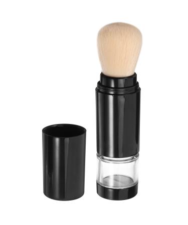 Healeved Retractable Blush Brush Refillable Loose Powder Bottle Jar Travel Makeup Brush Liquid Foundation Brush with Cap for Highlighter Contour Cosmetics B Black 2