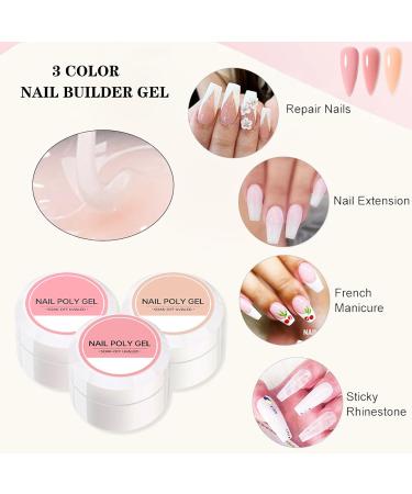 Builder Gel for Nails 3 Colors Nail Strengthener Sheer Nude Nail Polish Nail Builder Set Nail Extension Hard Gel Builder Gel Base Gel in a Bottle Light Nude UV/LED Nail Gel Kit - Buy Online on GoSupps.com