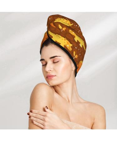 Dinosaurs & Leaves Microfiber Hair Towel | Super Absorbent Coral Velvet Wrap for Women - Perfect for Long Curly & Thick Hair - Buy Online on GoSupps.com