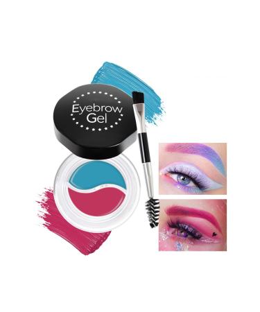 MockTota Waterproof Colorful Eyebrow Gel Set of 2 Neon Colors Double Brush & Hypoallergenic for Carnival Party Makeup and Daily Use Blue+Red