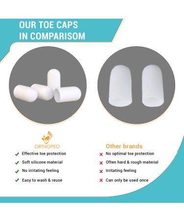 ORTHOPEO Toes Gel Protector Caps - Set of 6 Silicone Sleeves for Ingrown Toenails, Corns, Blisters - Men and Women - Cushion and Protect for Sport, Running, Walking - Buy Online on GoSupps.com