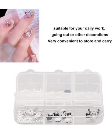 3D Black White Flower Nail Charms Nail Glitter Charm Rhinestones Ornaments Nail Art Decorations Glitter Accessories for DIY Craft Nail Art Design Manicure Decor - Buy Online on GoSupps.com