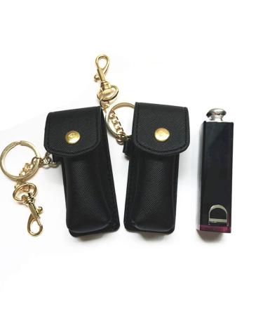 Black Keychain Holder Set - 2 Lipstick & Lip Balm Holders with Keychain | Stylish & Functional Organizer - Buy Online on GoSupps.com