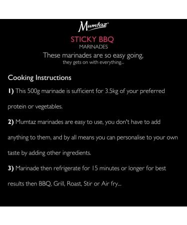 Mumtaz STICKY BBQ Marinade Sauce - Pack of 6x500g 15 Minute Magic Marinade Medium Spiced BBQ-Grill-Roast-Stir or Air fry All Natural Ingredients Gluten Free Vegan Friendly. - Buy Online on GoSupps.com