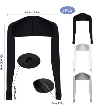GLAITC Anti-UV Arm Sleeves - 3 Pairs Sun Protection Shrug - Black - Ideal for Outdoor Activities - Buy Online on GoSupps.com