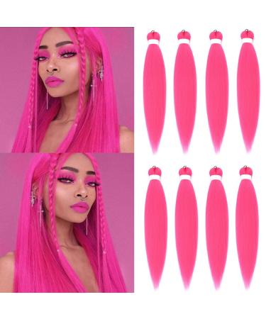 Pre Stretched Easy Hot Pink Braiding Hair 8Packs/Lot Braids Itch Free Hot Water Setting Synthetic Fiber Yaki Texture Crochet Braiding Hair Extension (26Inches) 26 Inch (Pack of 8) Hot Pink