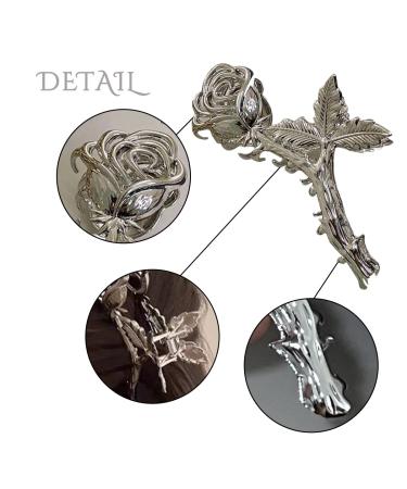 Rose Shape Silver Hair Claw Clip - Nonslip Metal Hair Catch for Thin & Thick Hair - Gold Hairpin Accessory for Women - Buy Online on GoSupps.com
