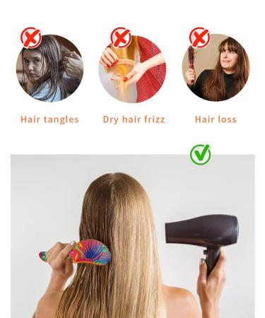 Detangling Hairbrush and Comb Set for All Hair Types - Includes Wide Tooth Comb and 3 Styling Clips - Professional Quality for Women & Kids (Tropica Plants) - Buy Online on GoSupps.com