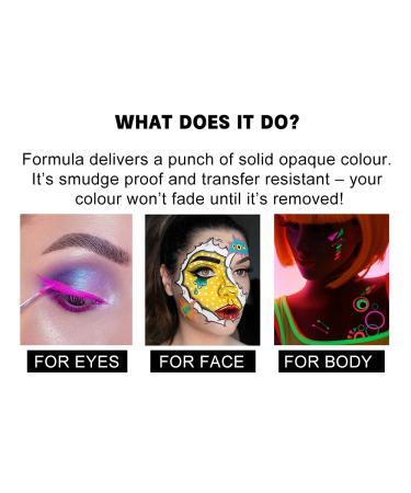 MEICOLY 2 Pack Water Activated Eyeliner Palette - Neon Face Paint & Graphic Eyeliner - UV Glow Fluorescent Body Paint - 16 Colors - Buy Online on GoSupps.com