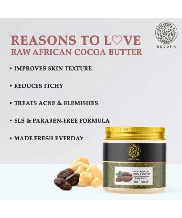 Buddha Natural African Cocoa Butter - 100% Pure Raw Skin Repair Cream | Dark Spot Remover | Unrefined Beauty Cream - 100 Grams | Ayush Certified - Buy Online on GoSupps.com