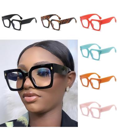 NIDOVIX Oversized Blue Light Glasses for Men & Women | Retro Thick Frame Eyeglasses - 50mm Fashionable Computer Glasses - Buy Online on GoSupps.com