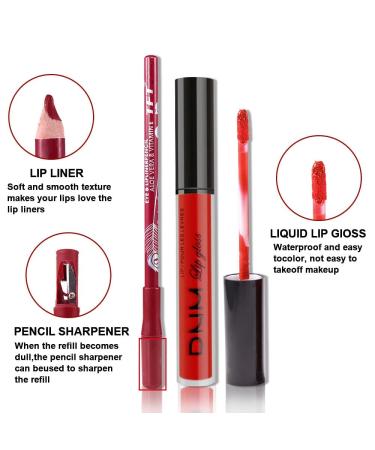 Ruby Red Matte Lipstick and Lip Liner Set - Long Lasting Waterproof Makeup Stain - 24H Lip Gloss - Pack of 2 - 0.21 Fl Oz - Buy Online on GoSupps.com