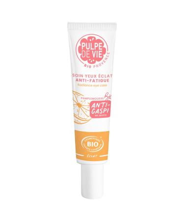 Pulpe de Vie - Certified Organic Brrright Eye Contour Care 15ml - Anti-waste! Grapefruit - Radiance and Decongestant - Reduces Dark Circles and Bags - Intensely Hydrates - Caffeine and Plant Actives