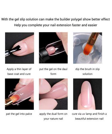 Suzo Slip Solution 45ml for Polygel Nail Extensions with Brush and Crystal Cup - Anti-Stick Nail Liquid for Poly Gel Builder DIY - Buy Online on GoSupps.com