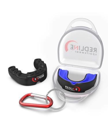 Redline Sportswear Pro Custom Molded Mouth Guard with case, Professional Best Protection BPA Free Sports Mouthguard for Braces Football, Hockey | Mouthpiece for Kids, Youth and Adult Boxing Blue & Black - Buy Online on GoSupps.com