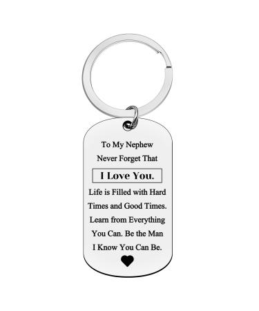 Nephew Gifts from Auntie Uncle to My Nephew Keychain Birthday Gifts for Nephew Graduation Gifts Inspirational Nephew Gifts for Christmas Valentines Day Wedding Fathers Day
