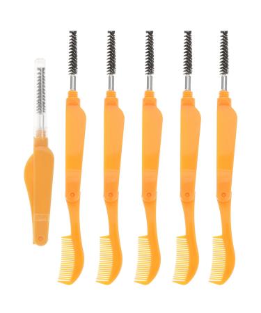 ARTIBETTER 6pcs Collapsible Eyelash Comb Eyelash Mascara Double Sided Makeup Eyelash Separator Eye Lash Extension Brow Spoolie Eye Foundation Brush Makeup Tool Plastic