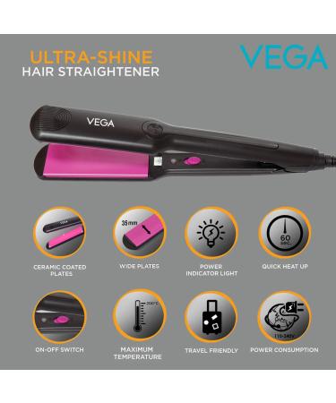 VEGA Ultra Shine Hair Straightener - Premium Black Styling Tool for Silky Smooth Hair - Buy Internationally - Buy Online on GoSupps.com