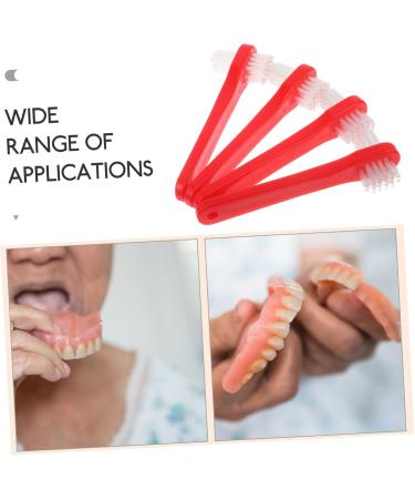 Plafope 4-Piece Soft Prosthesis Cleaning Toothbrush Set - Travel-Friendly Double Head Design for Easy Oral Care - Buy Online on GoSupps.com